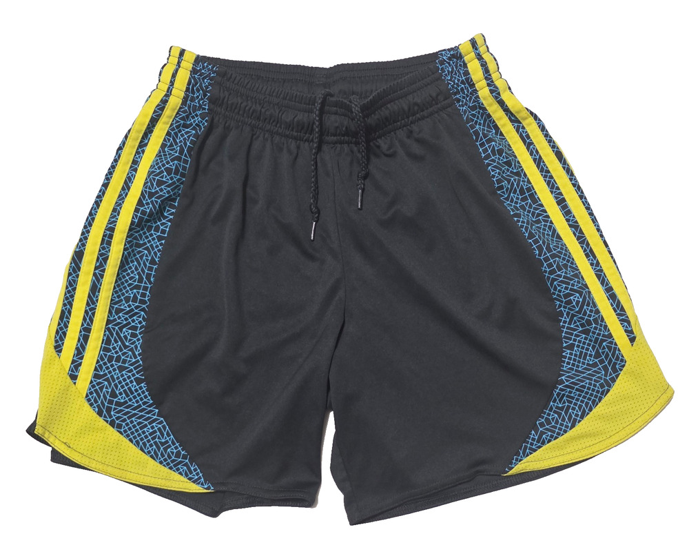 Adidas Men's Climacool Athletic Shorts Black Yellow Blue Geometric Pattern Sz S